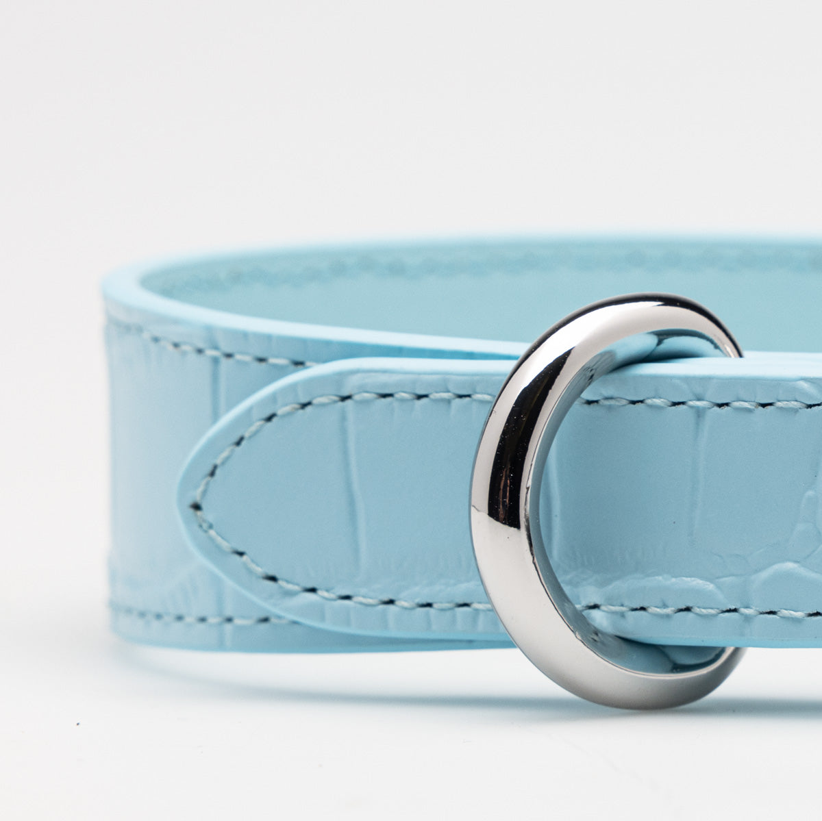 Babyblauw Croco Hondenhalsband Dun