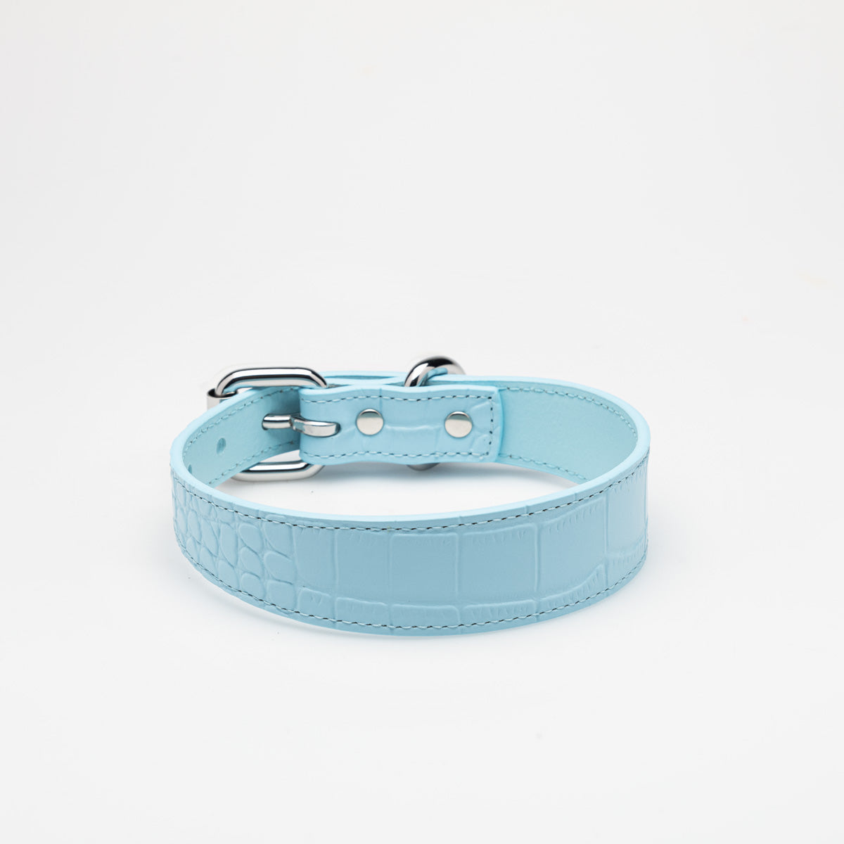 Babyblauw Croco Hondenhalsband Dun