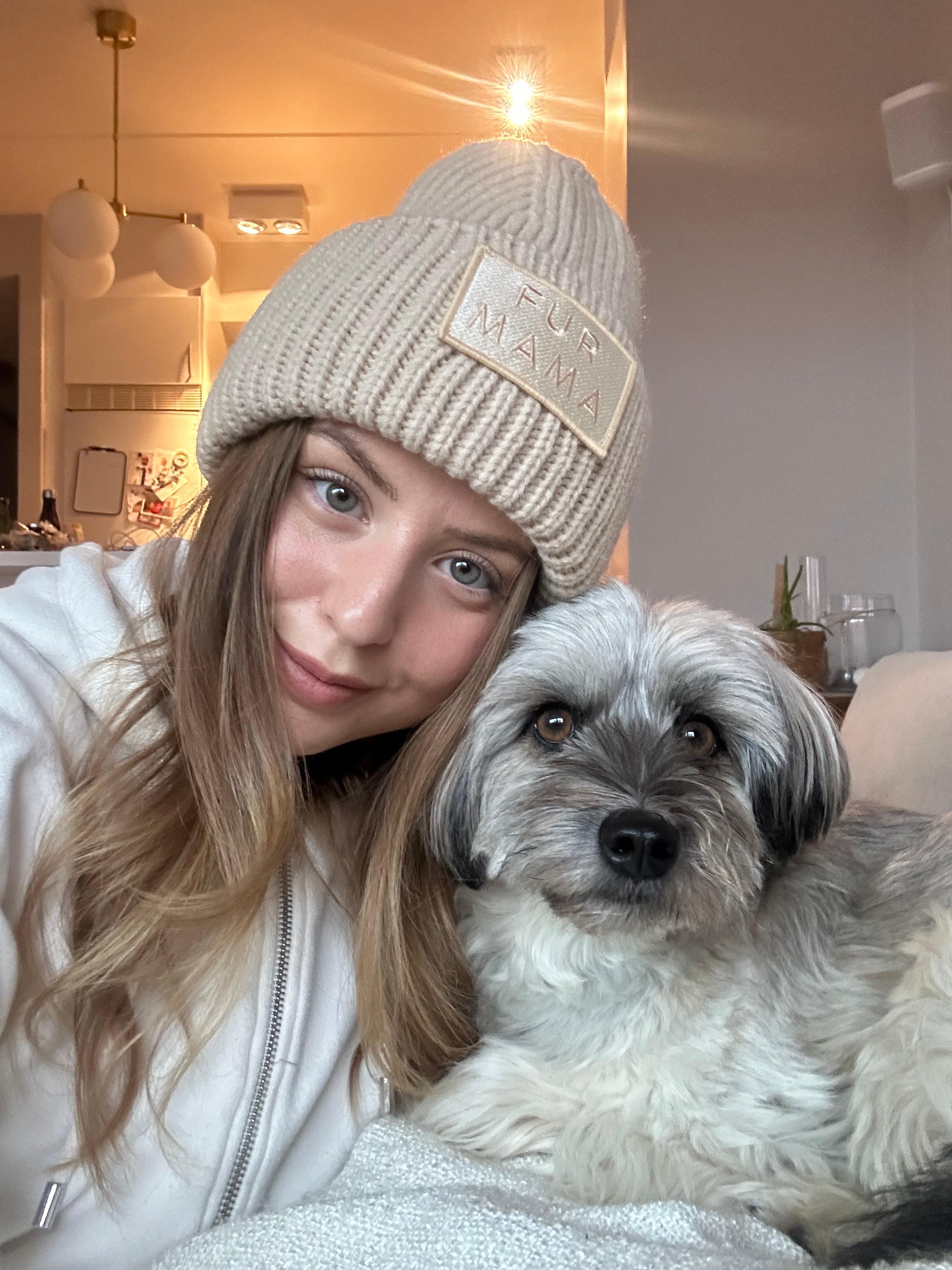 Beige Wol Muts - Fur Mama