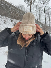 Beige Wol Muts - Fur Mama