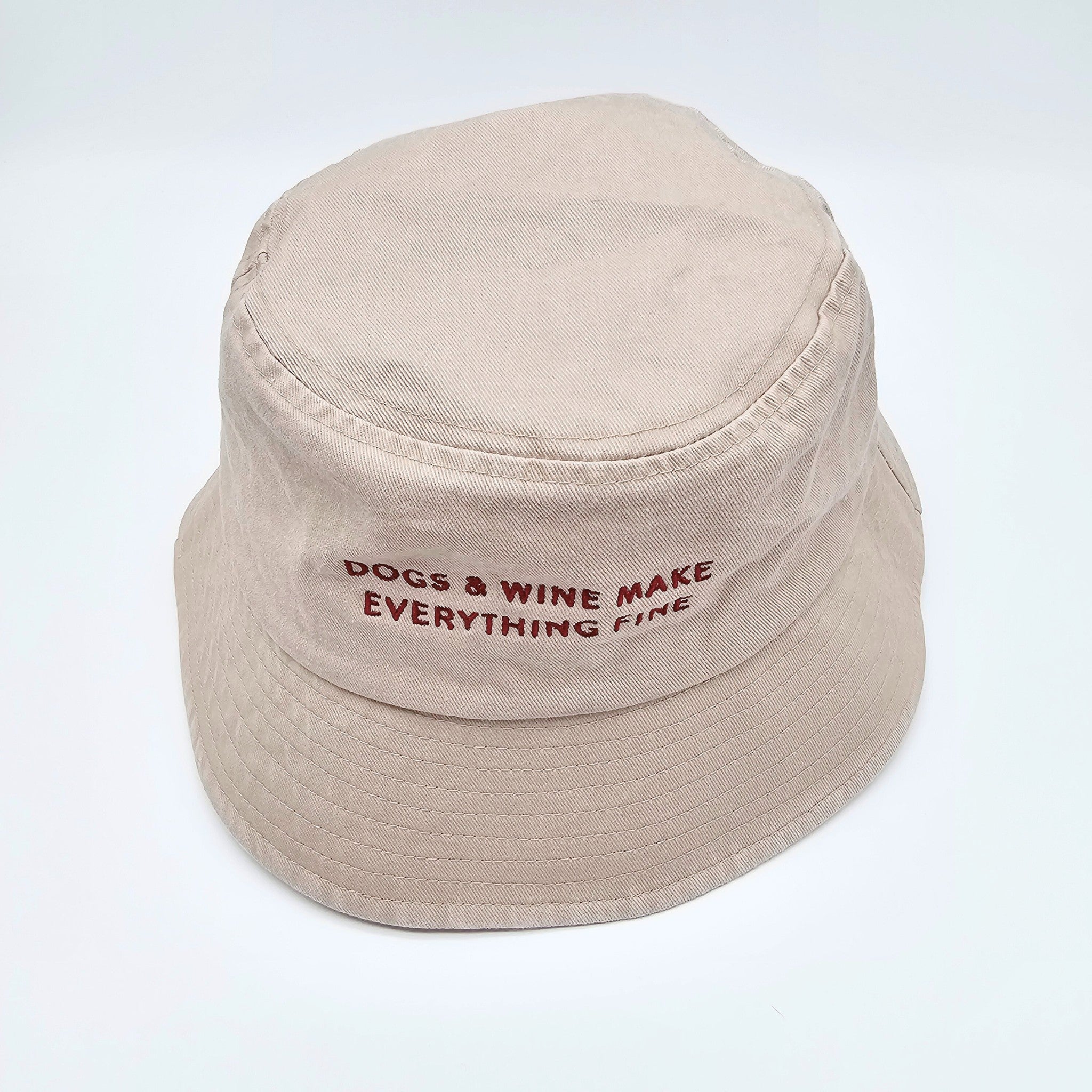 Beige Denim Vissershoed - Honden & Wijn Maken Alles Fijn