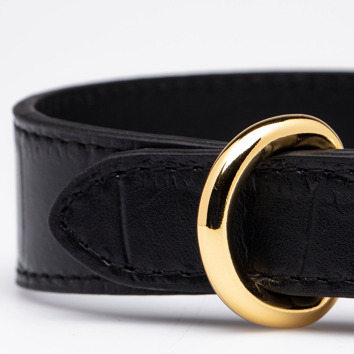 Zwarte Croco Hondenhalsband Dun
