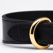 Zwarte Croco Hondenhalsband Dun