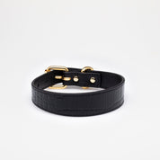 Zwarte Croco Hondenhalsband Dun