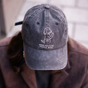 Zwarte denim pet - Logo "Dogs. Because People Suck" 