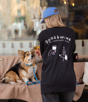 Zwart T-shirt met Lange Mouwen - Dogs & Wine Make Everything Fine