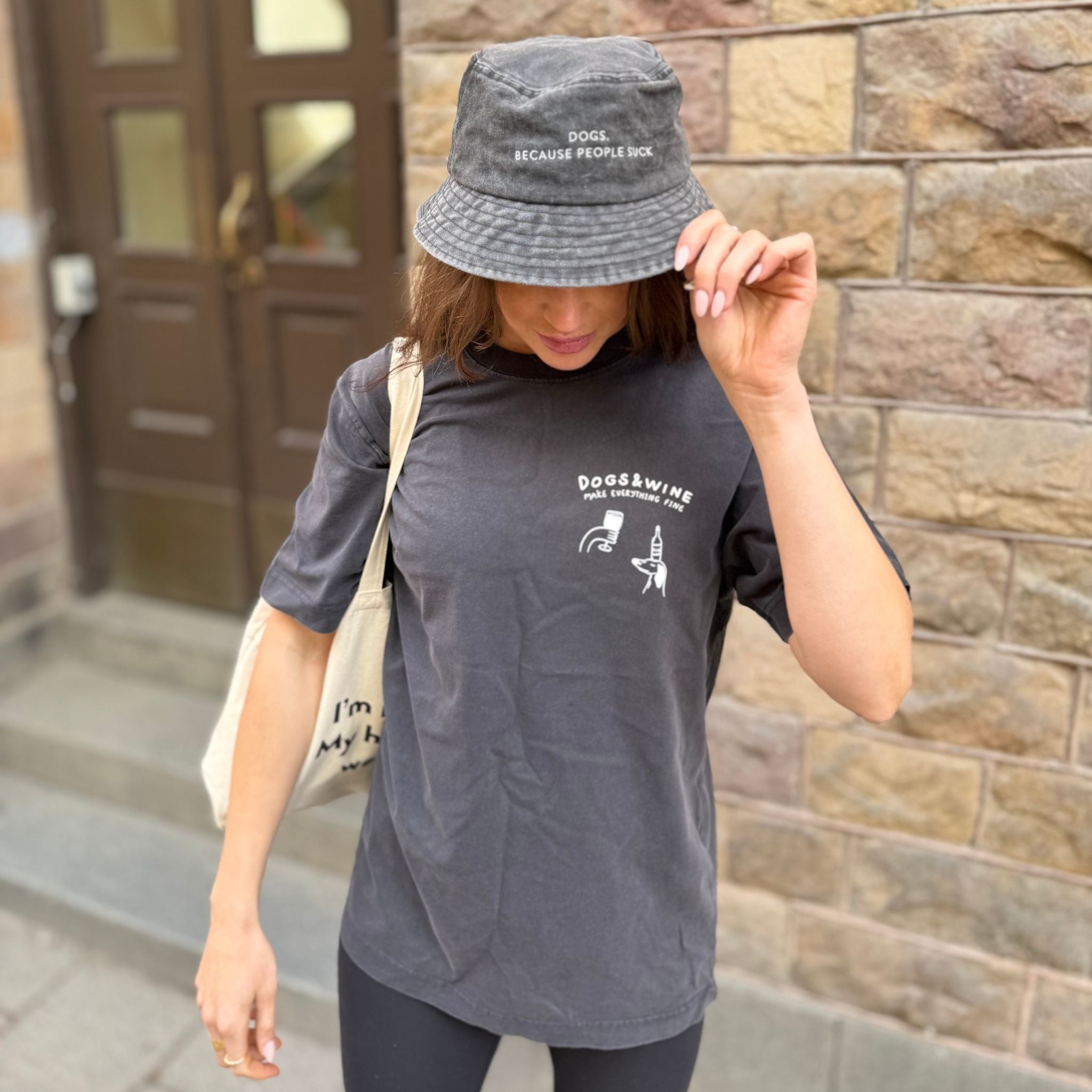 Zwart T-shirt - Dogs & Wine Make Everything Fine