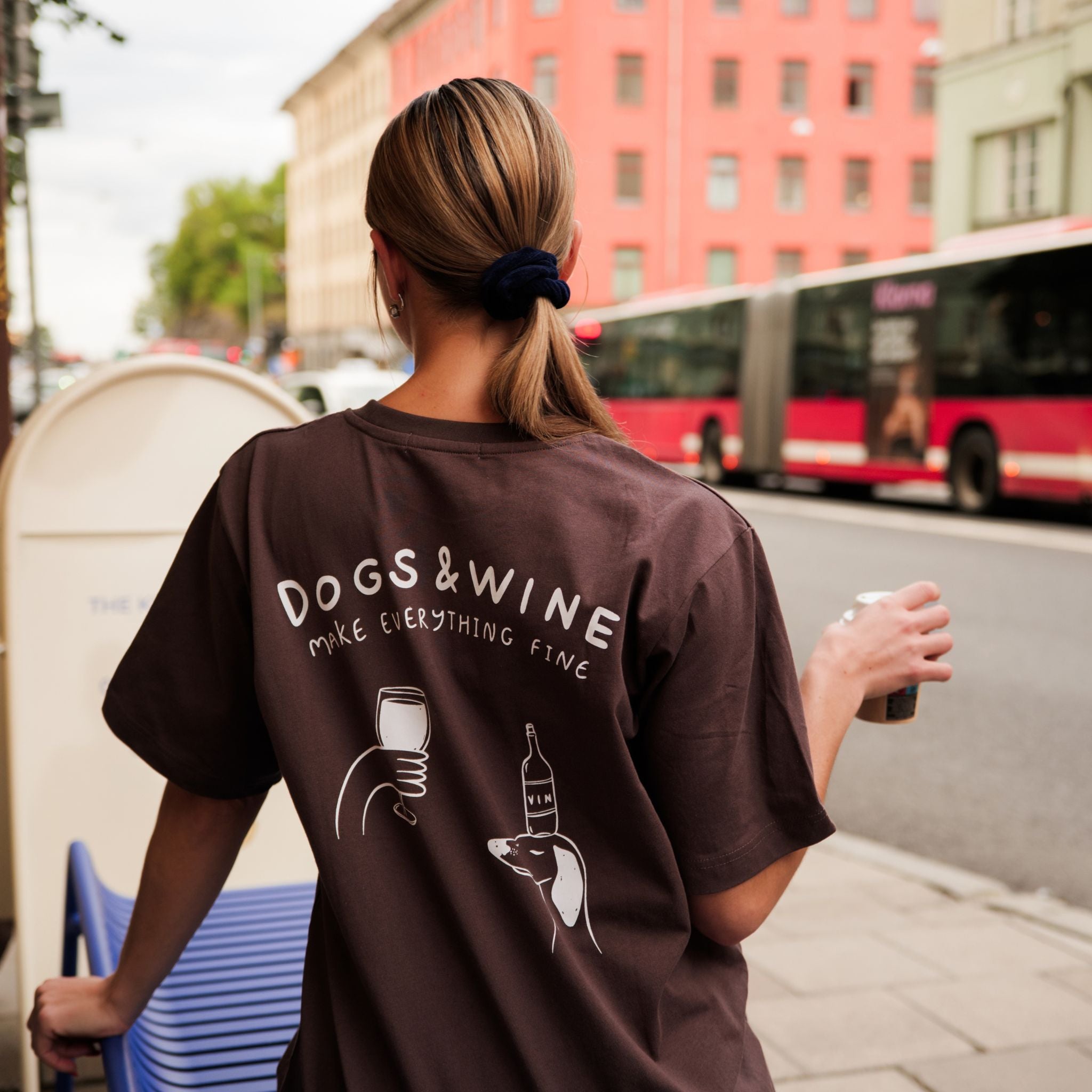 Brown T-shirt - Dogs & Wine Make Everything Fine