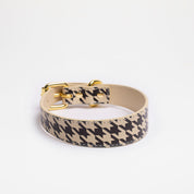 Dunne Hondenhalsband Beige Houndstooth