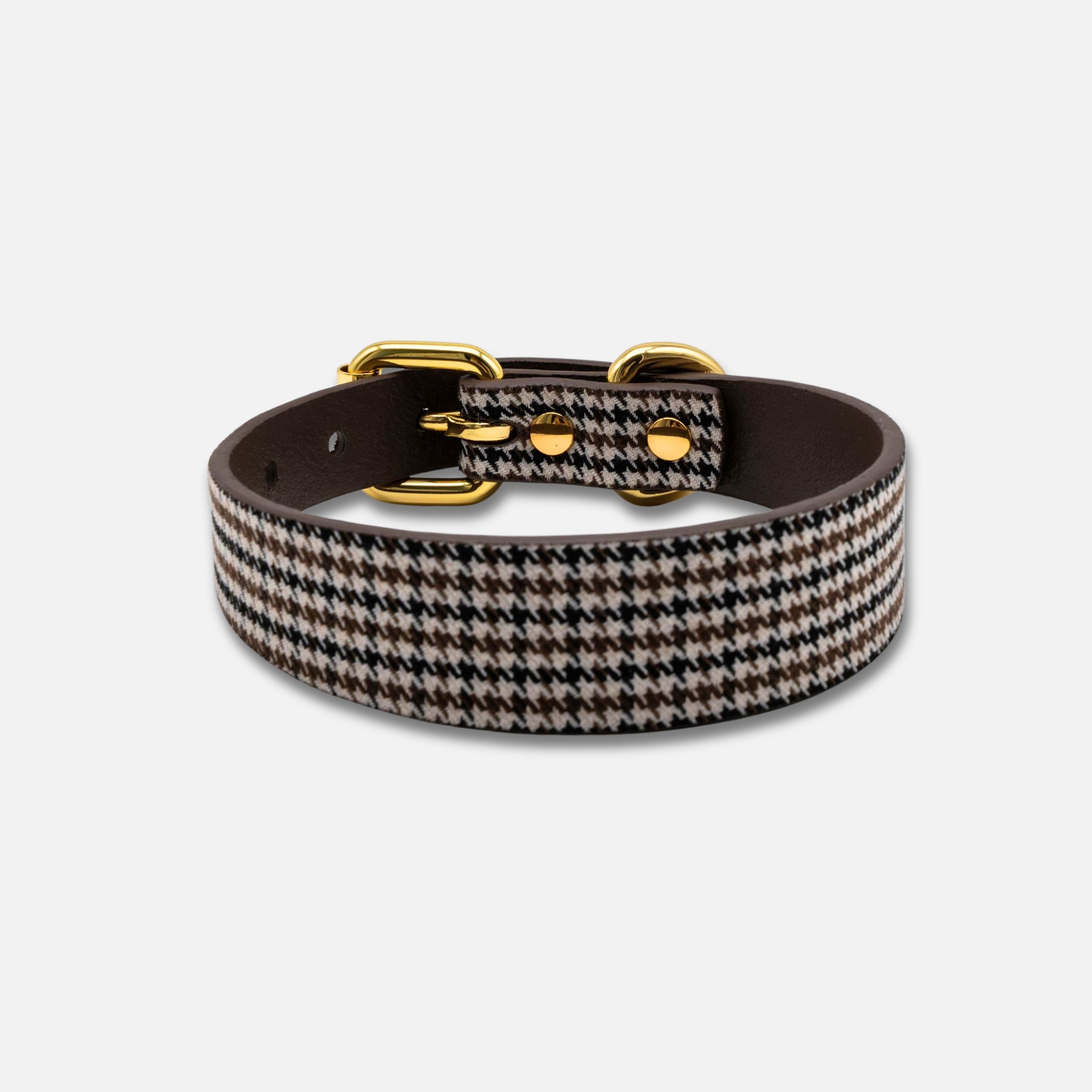 Dunne Hondenhalsband Beige Houndstooth