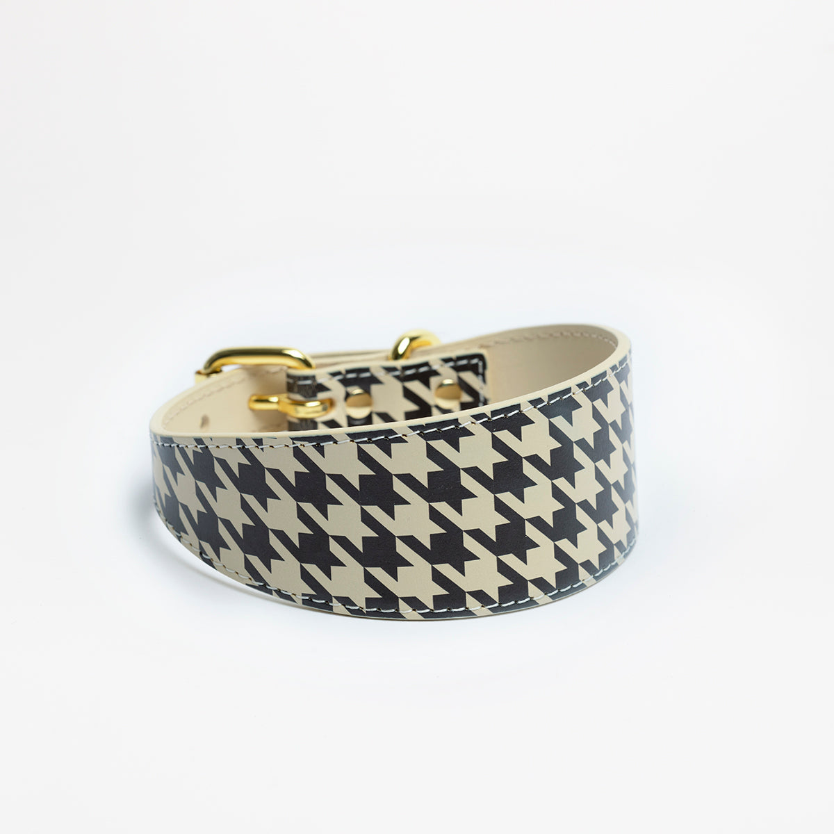 Beige Houndstooth Hondenhalsband Breed