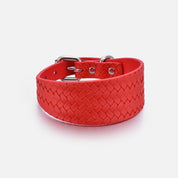 Pure Rode Gevlochten Hondenhalsband Breed