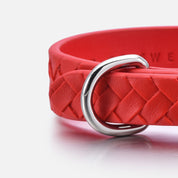 Dunne Gevlochten Hondenhalsband Pure Rood