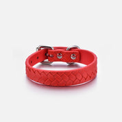 Dunne Gevlochten Hondenhalsband Pure Rood